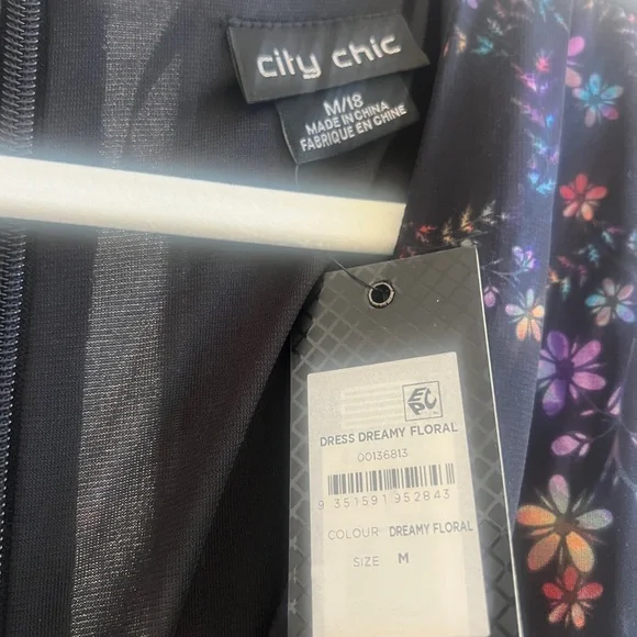 City Chic Black Floral Wrap-Style Mini Dress - Picture 2 of 4